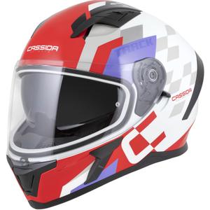 Casque moto intégral Cassida Orbit Track rouge fluo-blanc-violet-noir