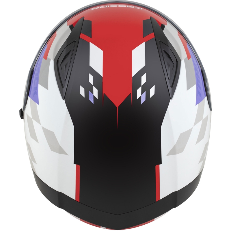 Casque moto intégral Cassida Orbit Track rouge fluo-blanc-violet-noir