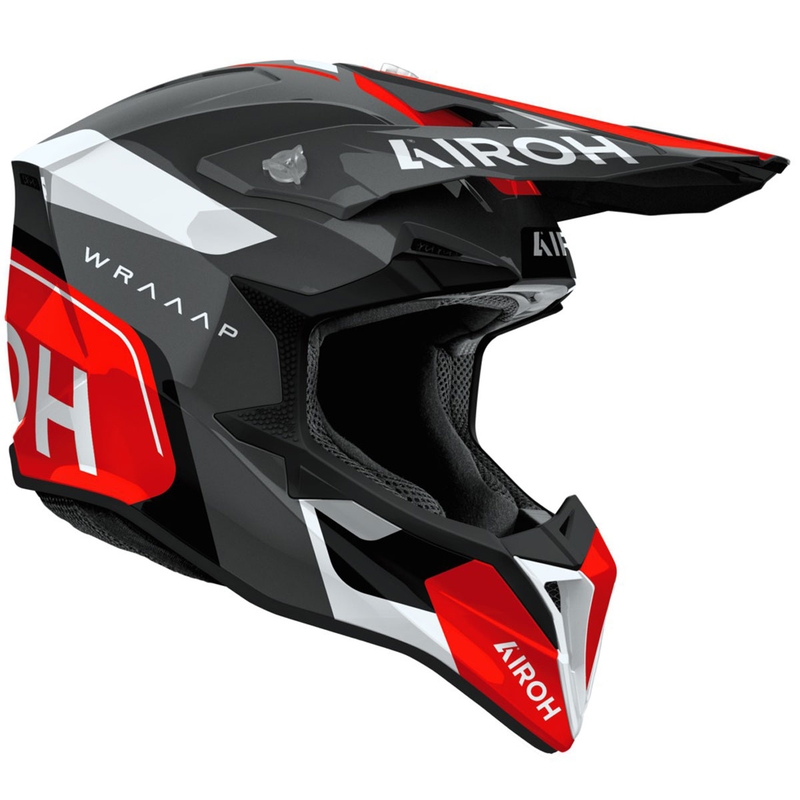 Casque de motocross Airoh Wraaap Conquer rouge brillant