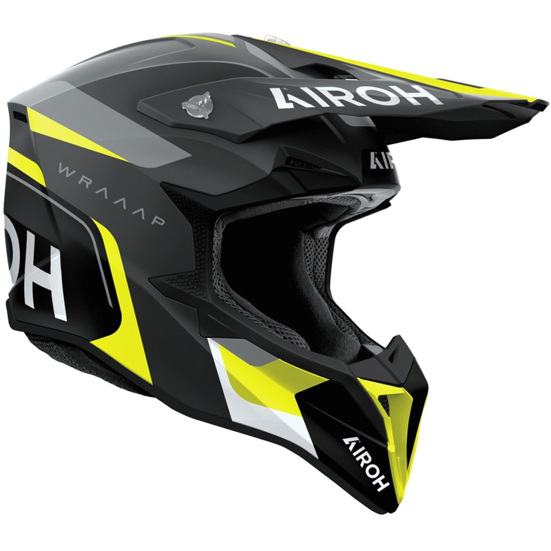 Casque de motocross Airoh Wraaap Conquer jaune mat