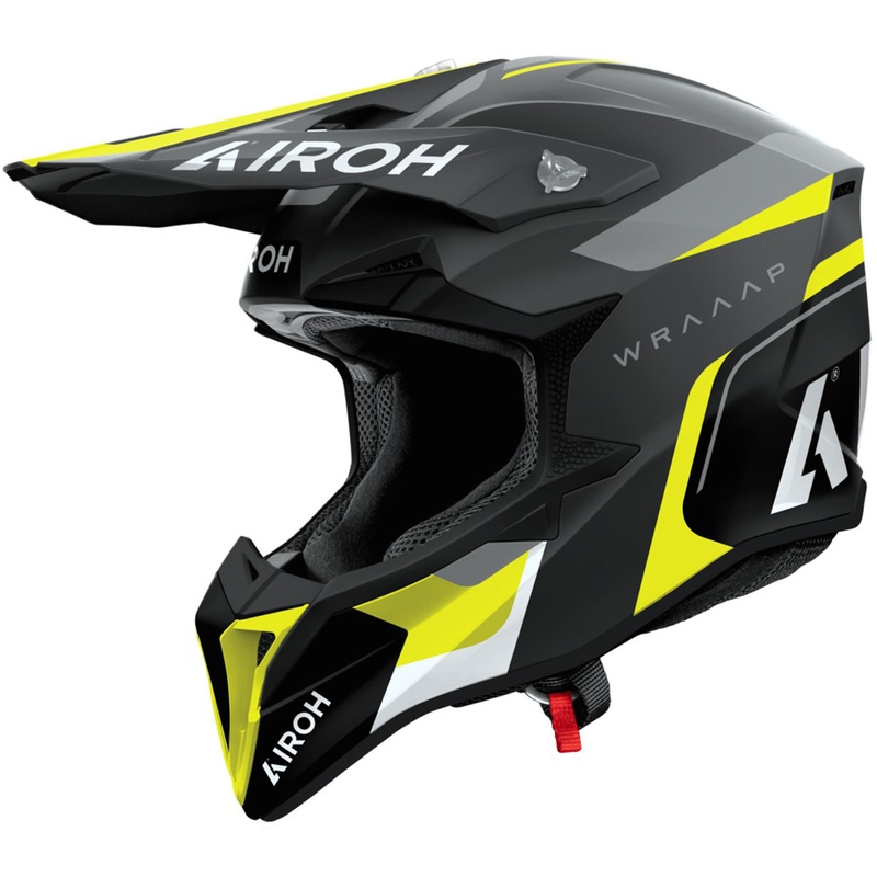 Casque de motocross Airoh Wraaap Conquer jaune mat