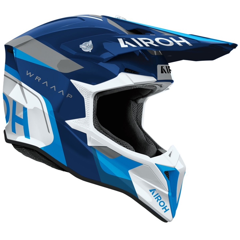 Casque de motocross Airoh Wraaap Conquer bleu brillant