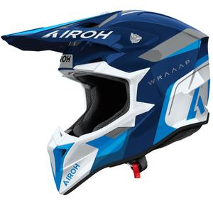 Casque de motocross Airoh Wraaap Conquer bleu brillant