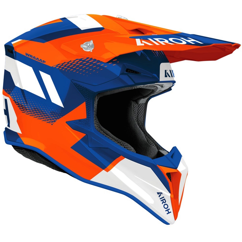 Casque de motocross Airoh Wraaap Vision orange-bleu brillant