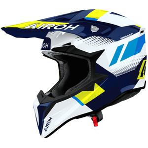 Casque de motocross Airoh Wraaap Vision jaune-bleu brillant