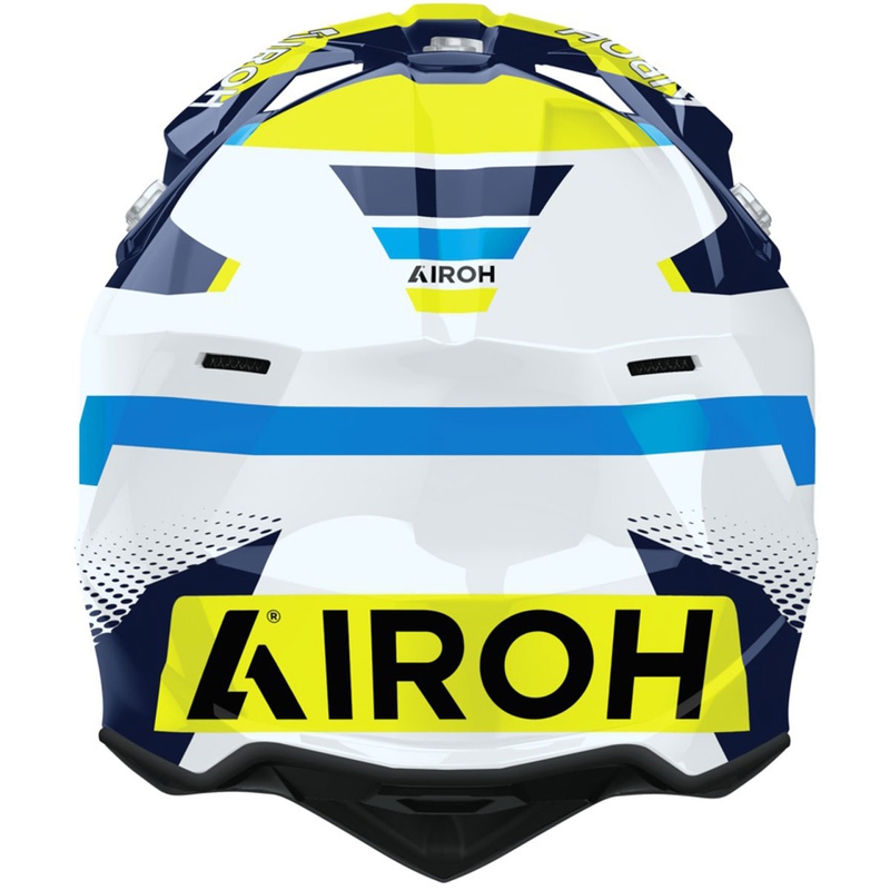 Casque de motocross Airoh Wraaap Vision jaune-bleu brillant