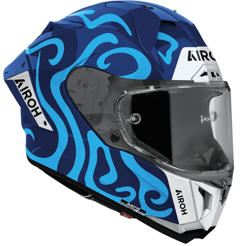 Casque moto intégral Airoh GP800 Swain bleu brillant