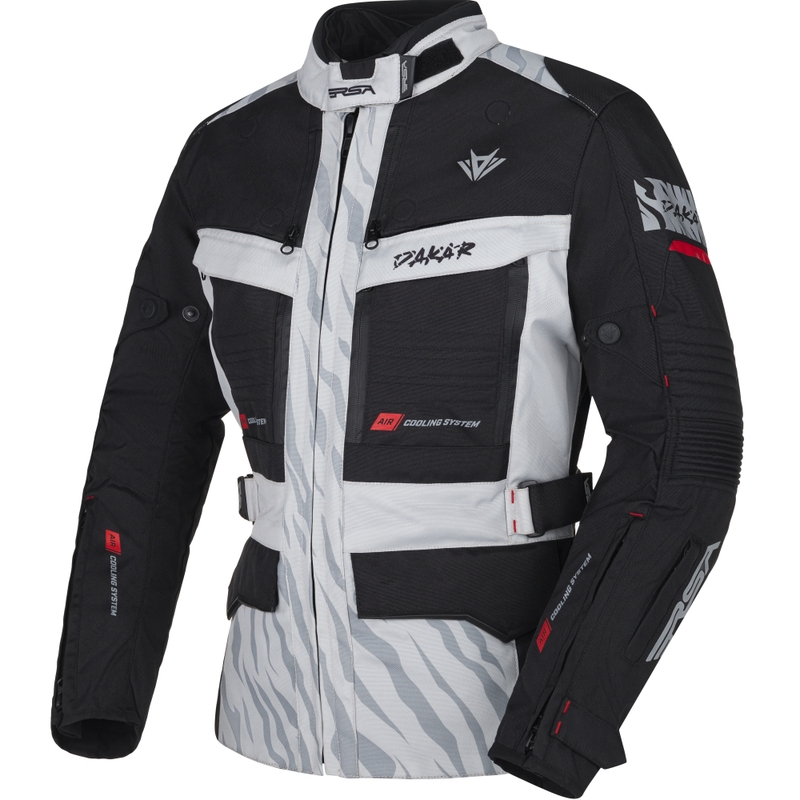 Blouson moto femme RSA Dakar 2 noir-gris-rouge