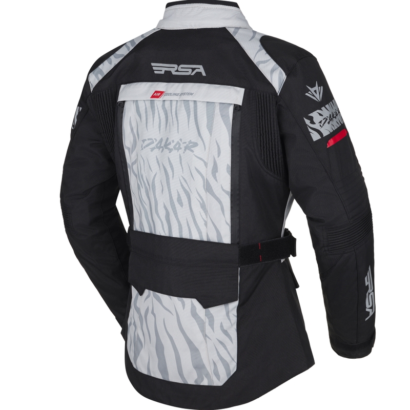 Blouson moto femme RSA Dakar 2 noir-gris-rouge