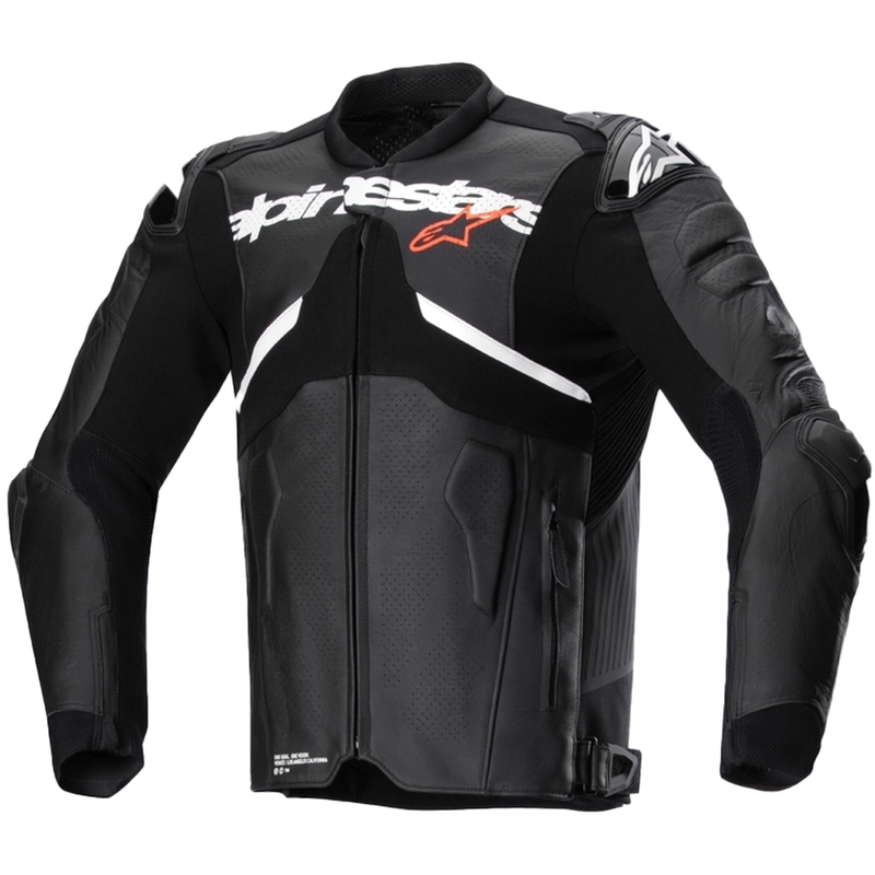 Blouson moto en cuir Alpinestars Atem 5 noir-blanc