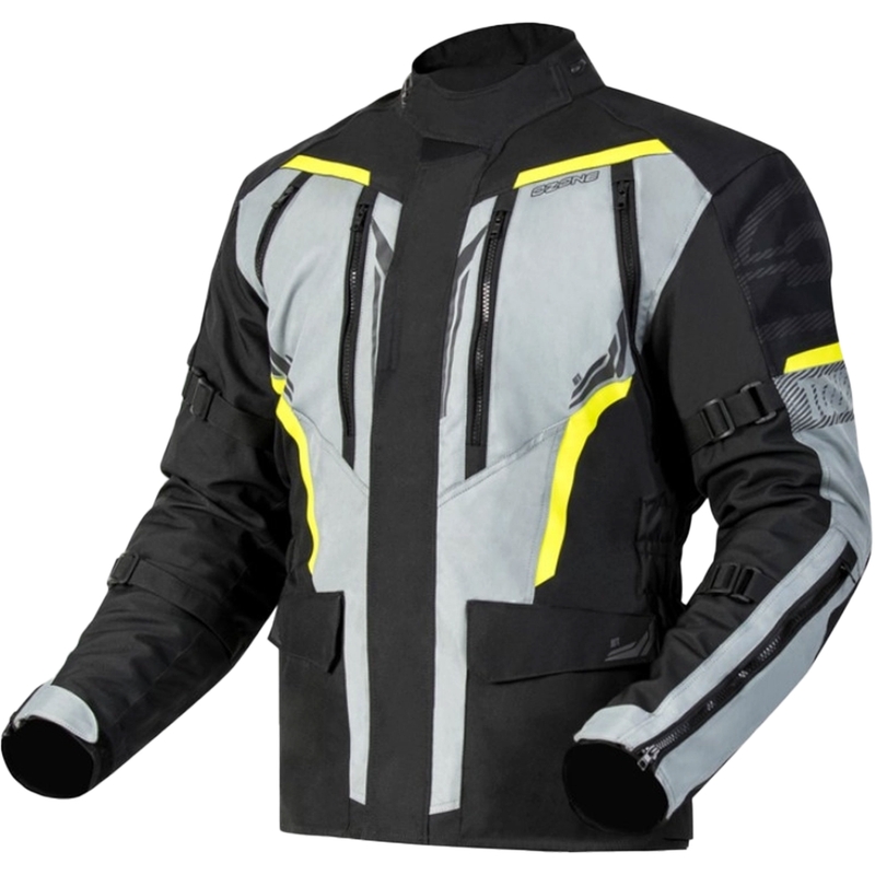 Veste moto Ozone Tour III noir-gris-jaune fluo