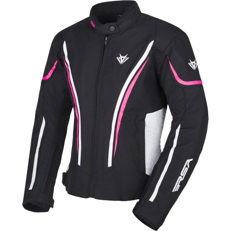 Veste de moto femme RSA Wasp, noir-rose-blanc