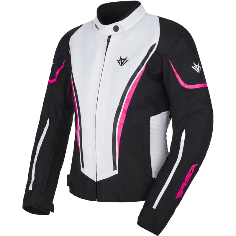 Veste de moto femme RSA Wasp blanche-noire-rose