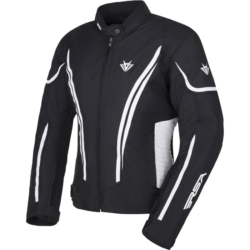 Veste de moto RSA Wasp noire et blanche pour femmes