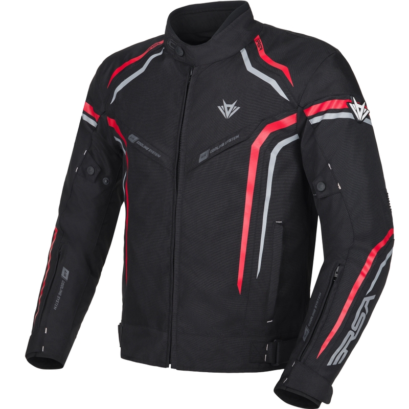 Blouson de moto RSA Compact 2 noir-gris-rouge