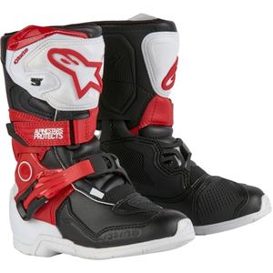 Bottes de moto Alpinestars Tech 3S pour enfant, noir, blanc et rouge