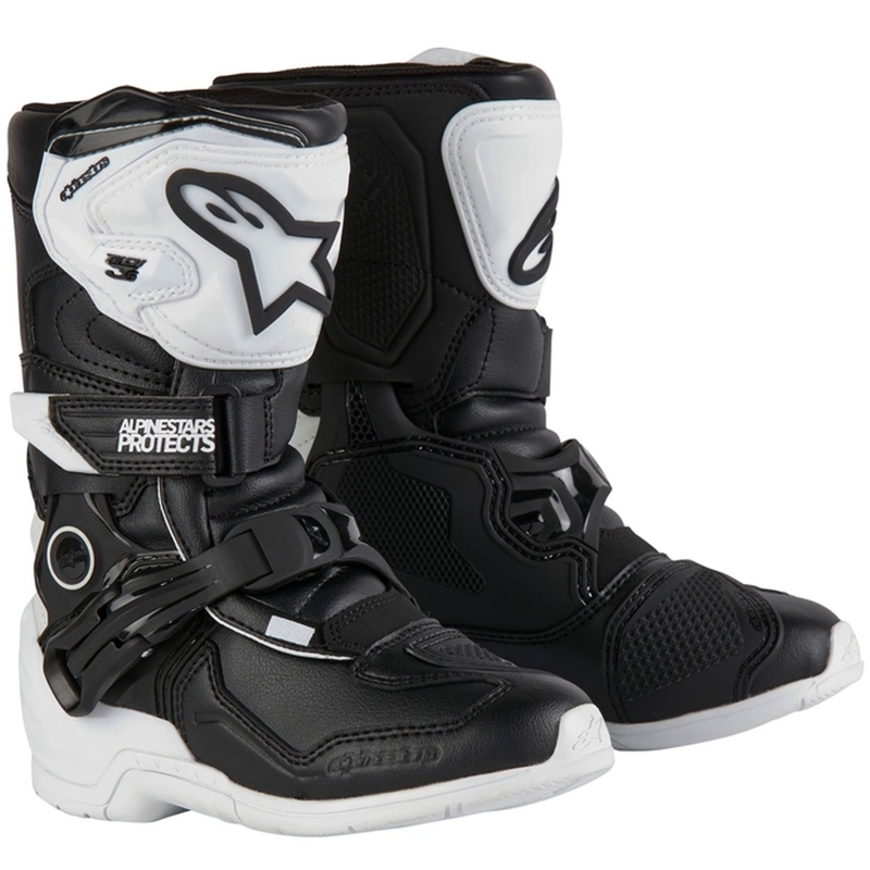 Bottes de moto Alpinestars Tech 3S pour enfant, blanc et noir