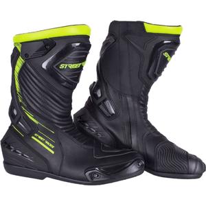 Bottes de moto Street Racer Grid noires et jaunes fluo