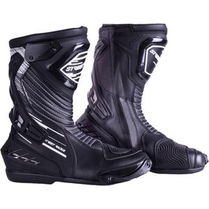 Bottes de moto Street Racer Grid noires et blanches