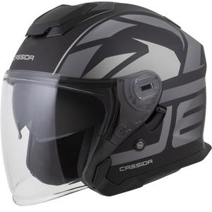 Casque de moto ouvert Cassida Jet Tech 2.0 RoTo Noir mat-Gris-Blanc
