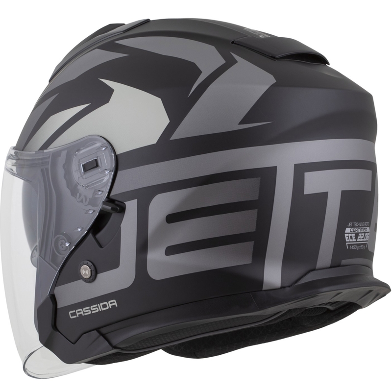 Casque de moto ouvert Cassida Jet Tech 2.0 RoTo Noir mat-Gris-Blanc