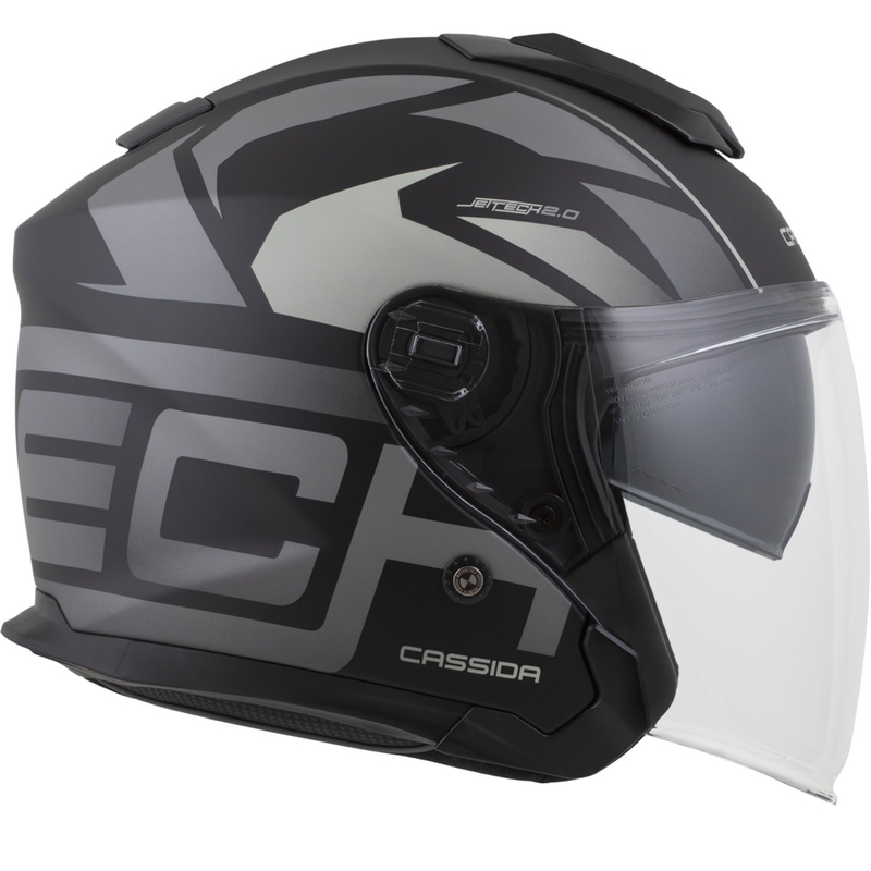 Casque de moto ouvert Cassida Jet Tech 2.0 RoTo Noir mat-Gris-Blanc