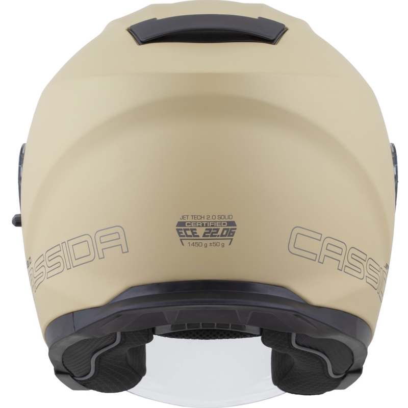 Casque de moto ouvert Cassida Jet Tech 2.0 RoTo, coloris sable mat, noir et gris.