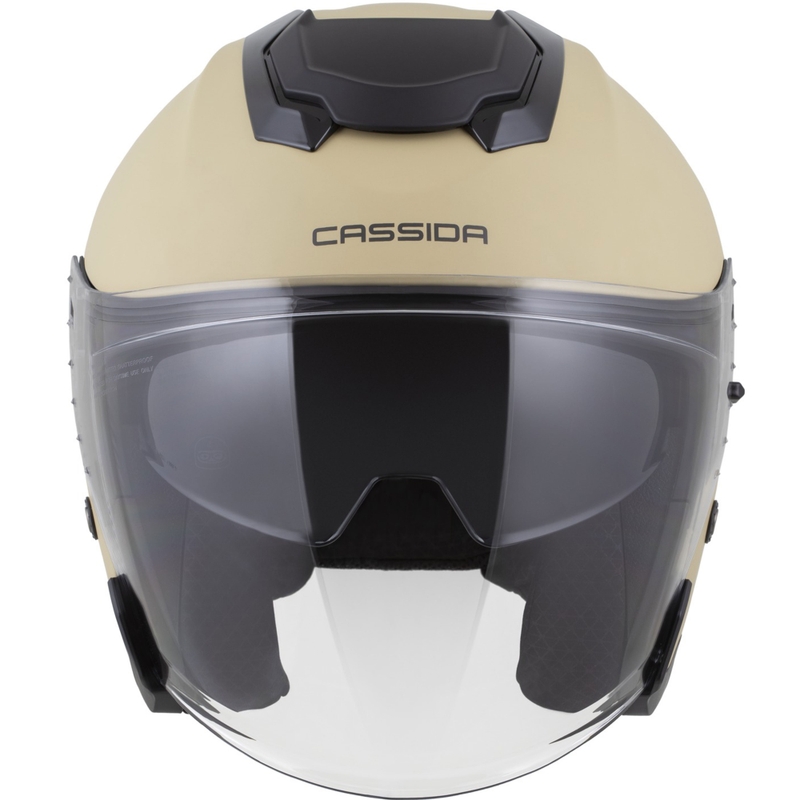 Casque de moto ouvert Cassida Jet Tech 2.0 RoTo, coloris sable mat, noir et gris.