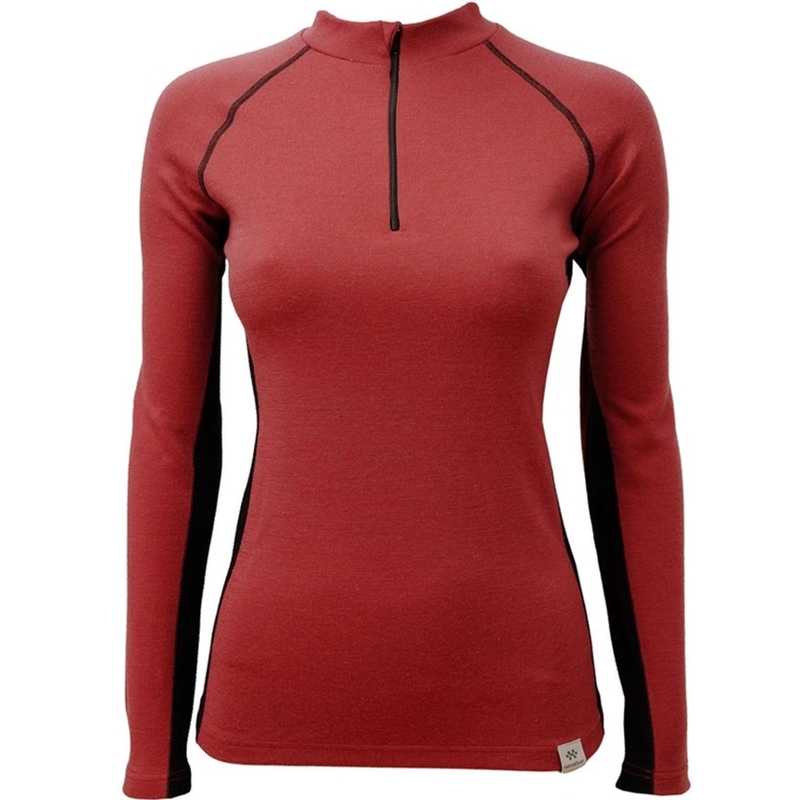 T-shirt thermique femme nanosilver® Raisins avec fermeture éclair vin-noir