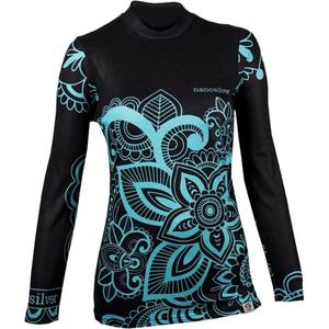 T-shirt thermique femme nanosilver® Flower turquoise - manches longues