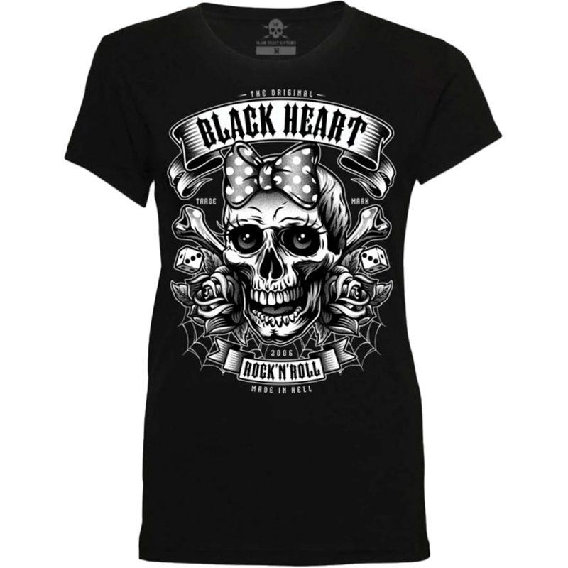 T-shirt noir Heart Miss Murder pour femmes noir