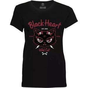 T-shirt femmes Black Heart Wild Cat noir