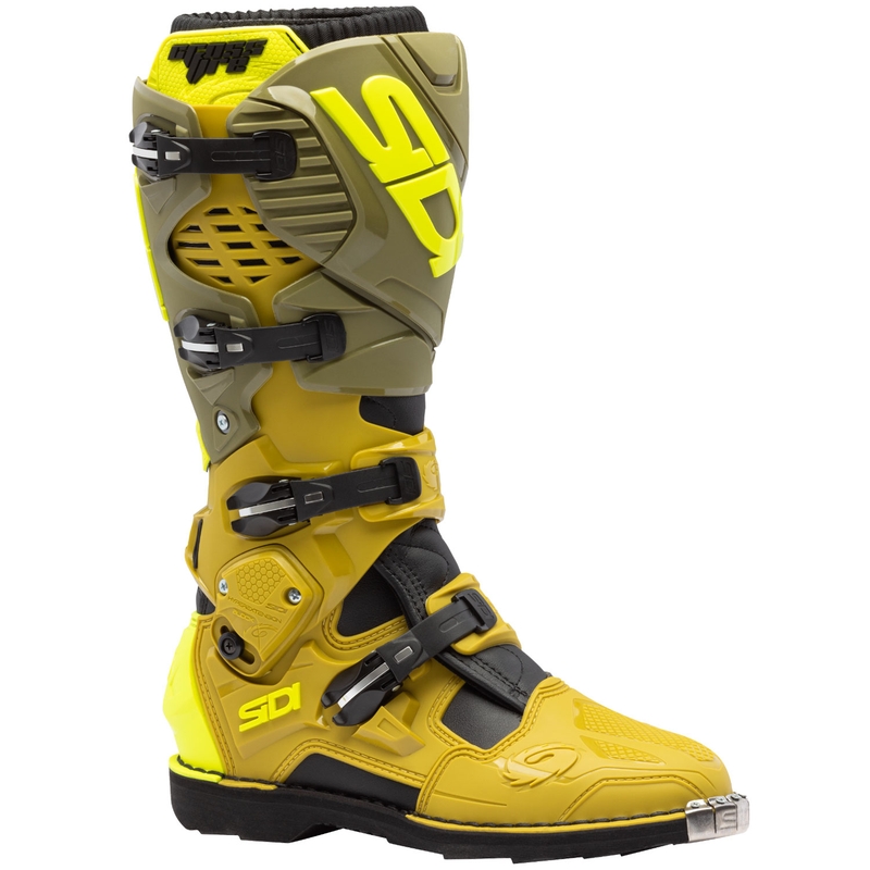 Bottes de moto SiDi Crossfire 3 vert olive-jaune fluo