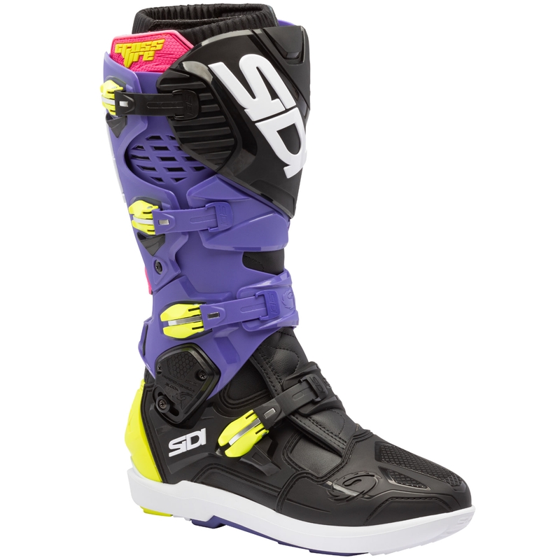 Bottes de moto SiDi Crossfire 3 SRS violet-noir-jaune fluo