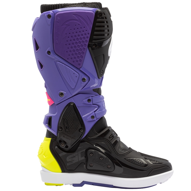Bottes de moto SiDi Crossfire 3 SRS violet-noir-jaune fluo