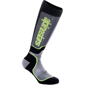 Chaussettes Alpinestars MX Plus pour enfant, noir, gris et jaune fluo