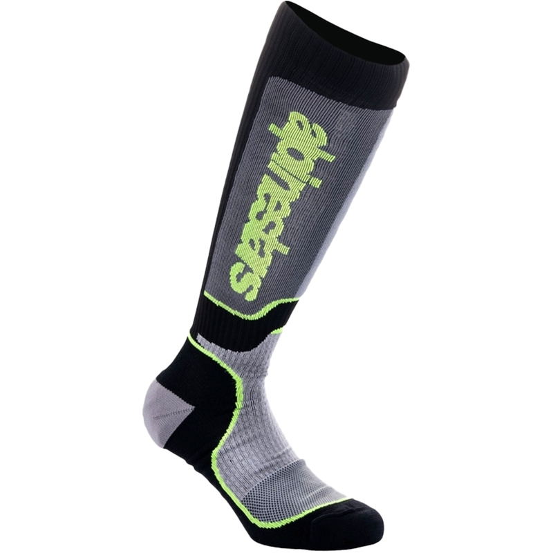 Chaussettes Alpinestars MX Plus pour enfant, noir, gris et jaune fluo