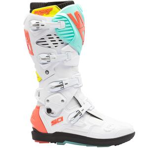 Bottes de moto SiDi Crossfire 3 SRS blanc-menthe fluo-corail fluo