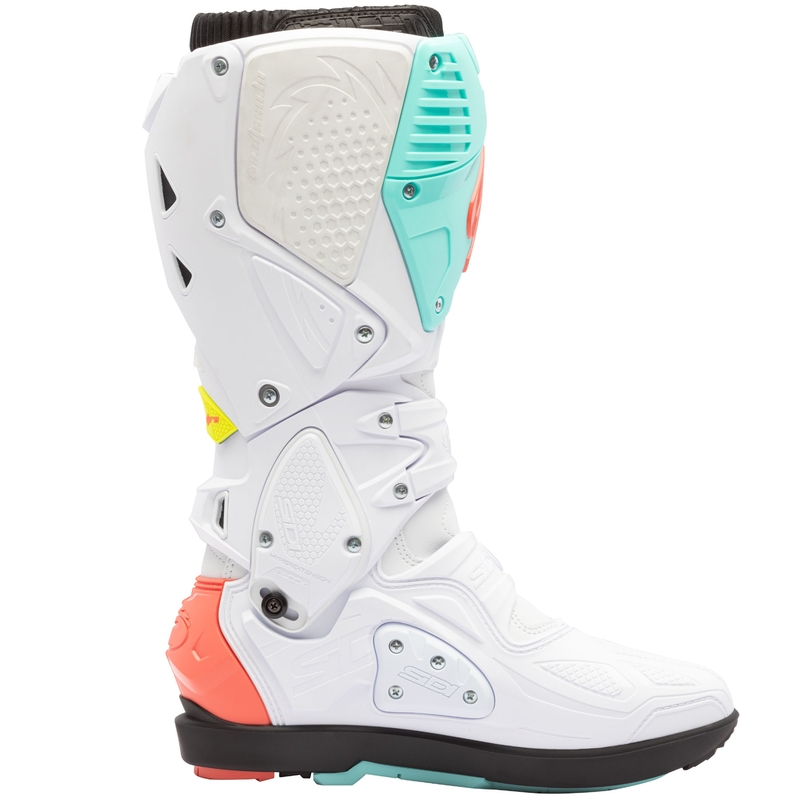Bottes de moto SiDi Crossfire 3 SRS blanc-menthe fluo-corail fluo