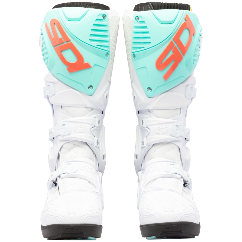Bottes de moto SiDi Crossfire 3 SRS blanc-menthe fluo-corail fluo