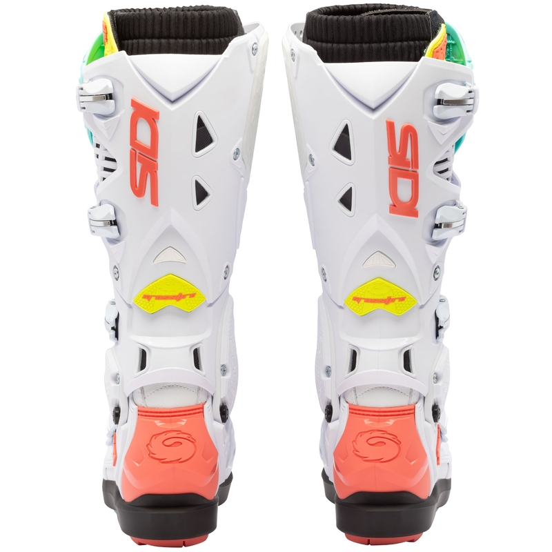 Bottes de moto SiDi Crossfire 3 SRS blanc-menthe fluo-corail fluo