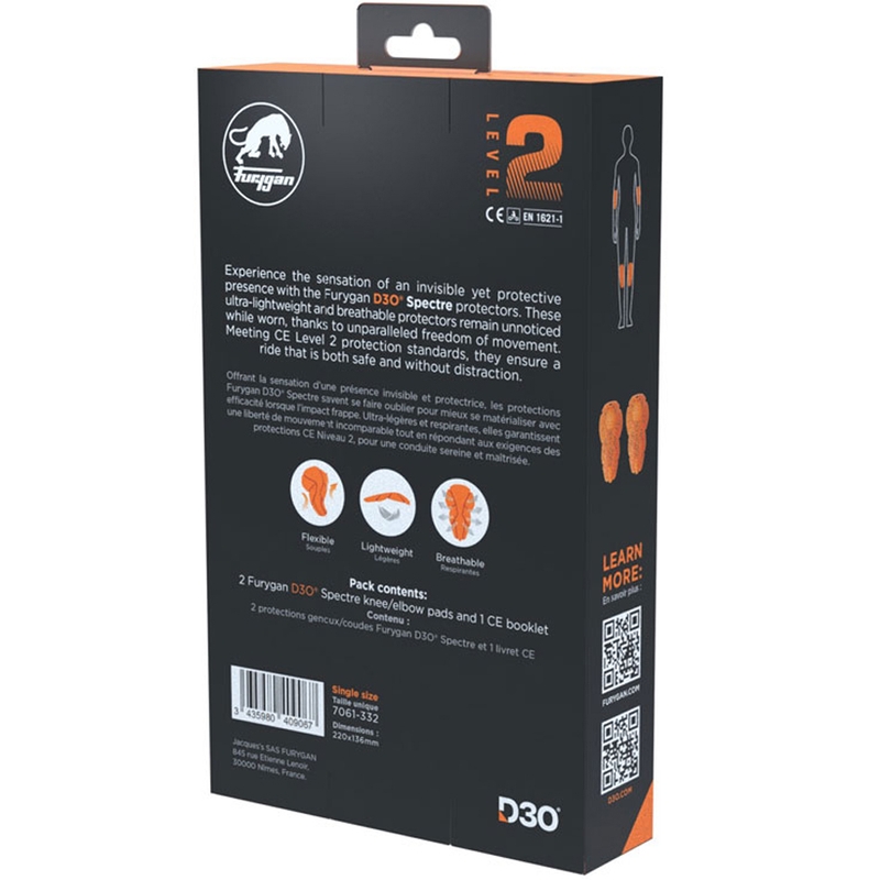 Protections coudes/genouillères Furygan Spectre D3O® L2