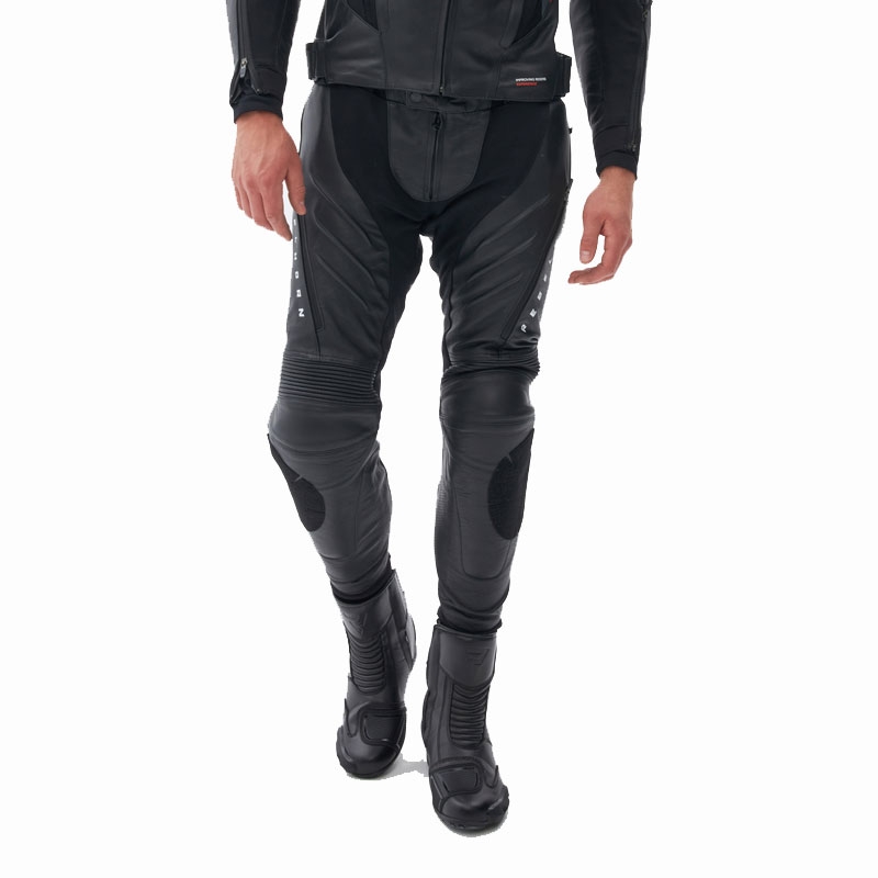 Pantalon de moto en cuir Rebelhorn Veloce noir et blanc