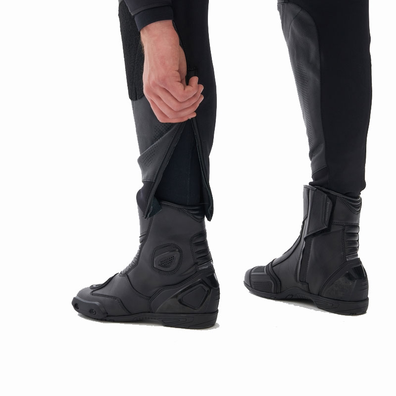 Pantalon de moto en cuir Rebelhorn Veloce noir et blanc