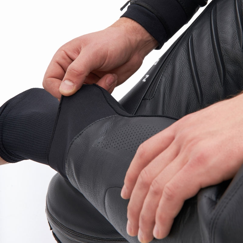 Pantalon de moto en cuir Rebelhorn Veloce noir et blanc