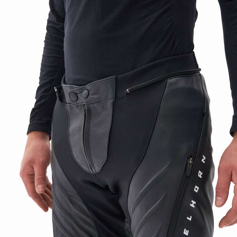Pantalon de moto en cuir Rebelhorn Veloce noir et blanc