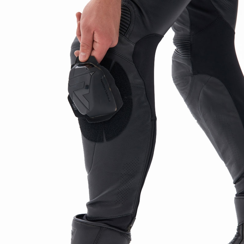 Pantalon de moto en cuir Rebelhorn Veloce noir et blanc