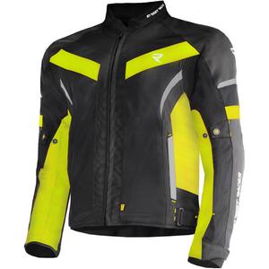 Veste de moto Street Racer Evans Air noire et jaune fluo