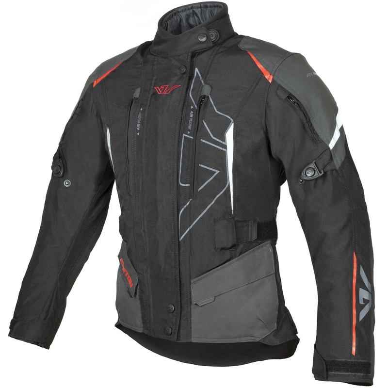 Veste de moto femme Ayrton Teressa II noir-gris-rouge fluo