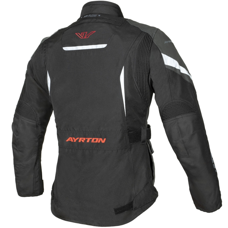 Veste de moto femme Ayrton Teressa II noir-gris-rouge fluo